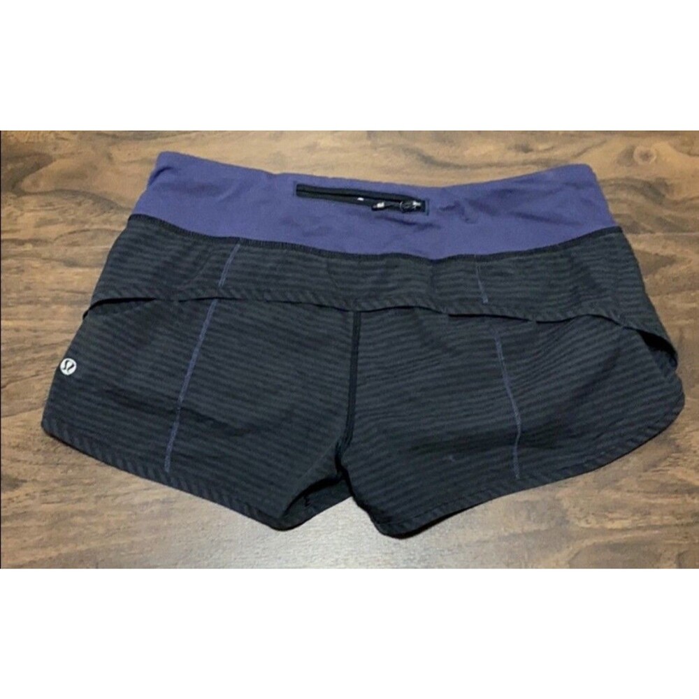 Lululemon Athletica Black & Blue Run Speed Athletic Shorts For Performance - Picture 6 of 9